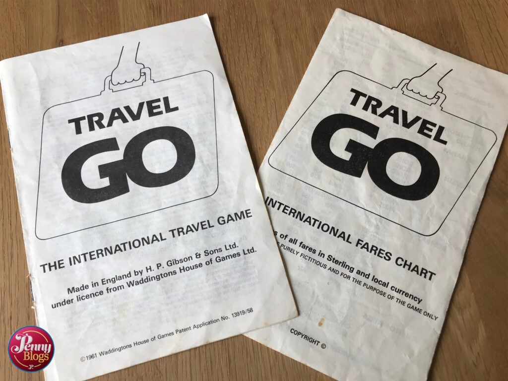 Fares Chart and instruction booklet from the vintage board game Travel Go
