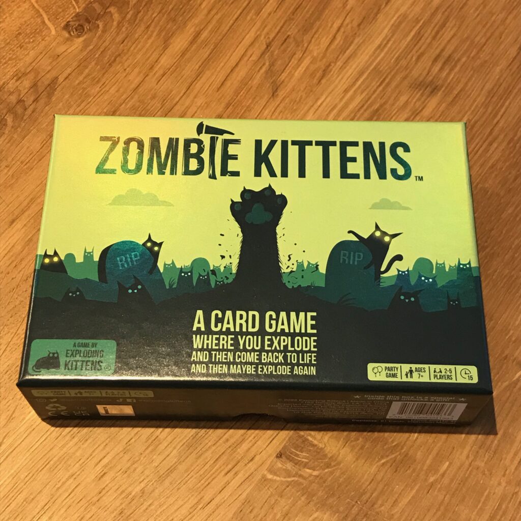 The box for the card game Zombie Kittens.