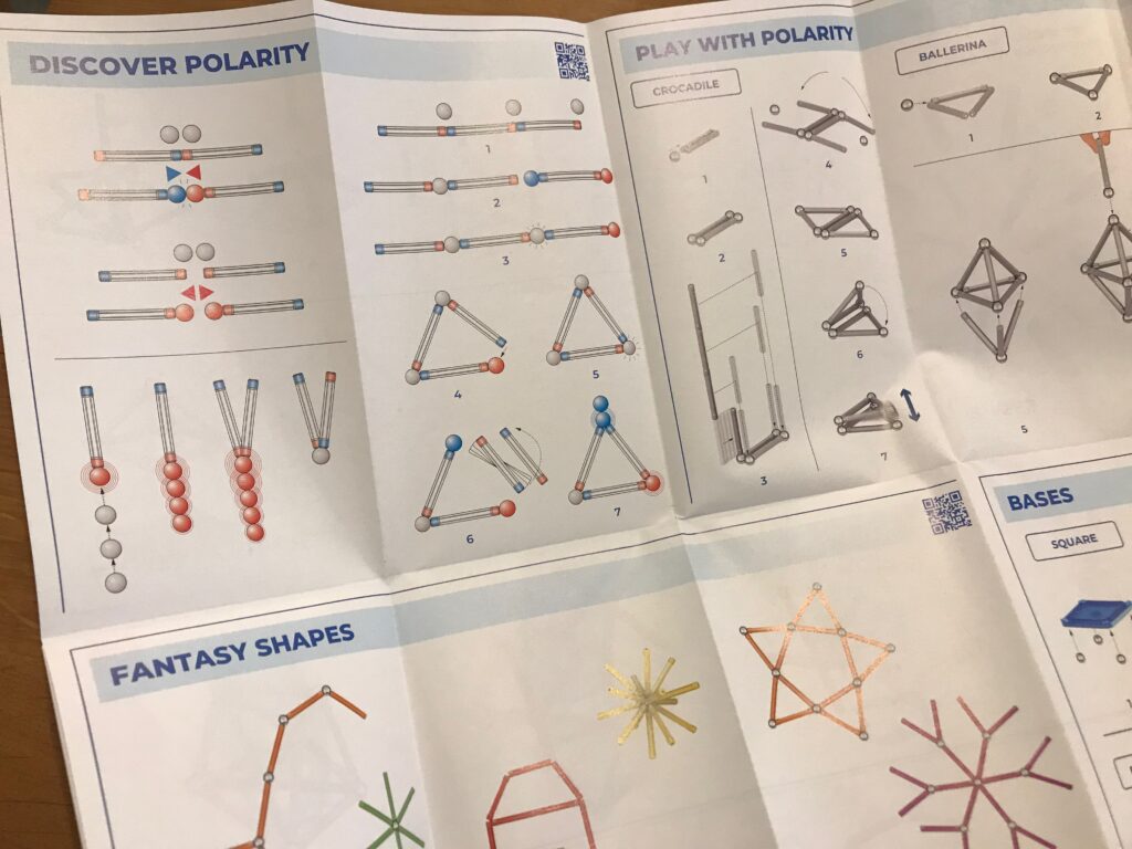 Part of the instruction leaflet showing what you can do with Geomag to investigate polarity