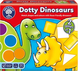 The box of the game Dotty Dinosaurs from Orchard Toys